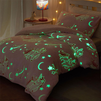 Glow In The Dark Single Duvet Cover Set Unicorn image