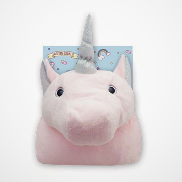 Hooded 2 ‘n’ 1 Blanket Unicorn Light Blue image