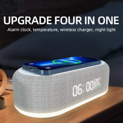 Wireless Charger & Alarm Clock With Led Light image